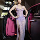 Lilac Sequin Formal Dress Evening Dress With Slit     cg25435