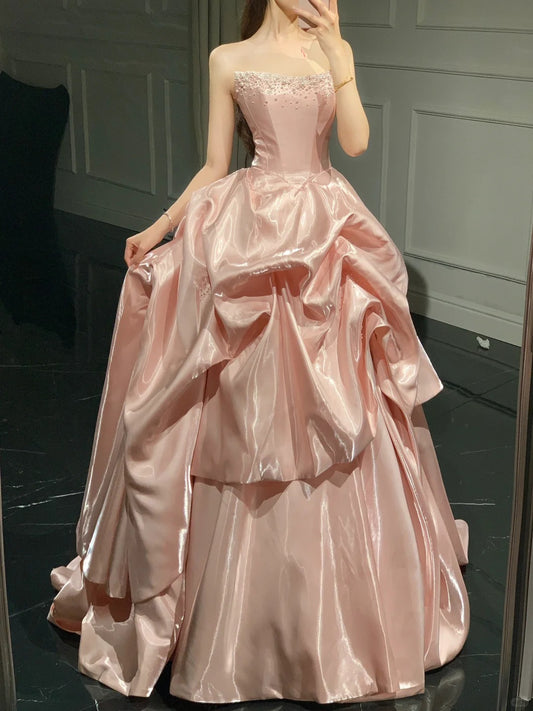 A Line Pink Long Prom Party Dresses Formal Evening Dress   cg25889