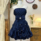 A Line Navy Blue Vintage Short Party Dress Cocktail Dresses Homecoming Dress     cg25831