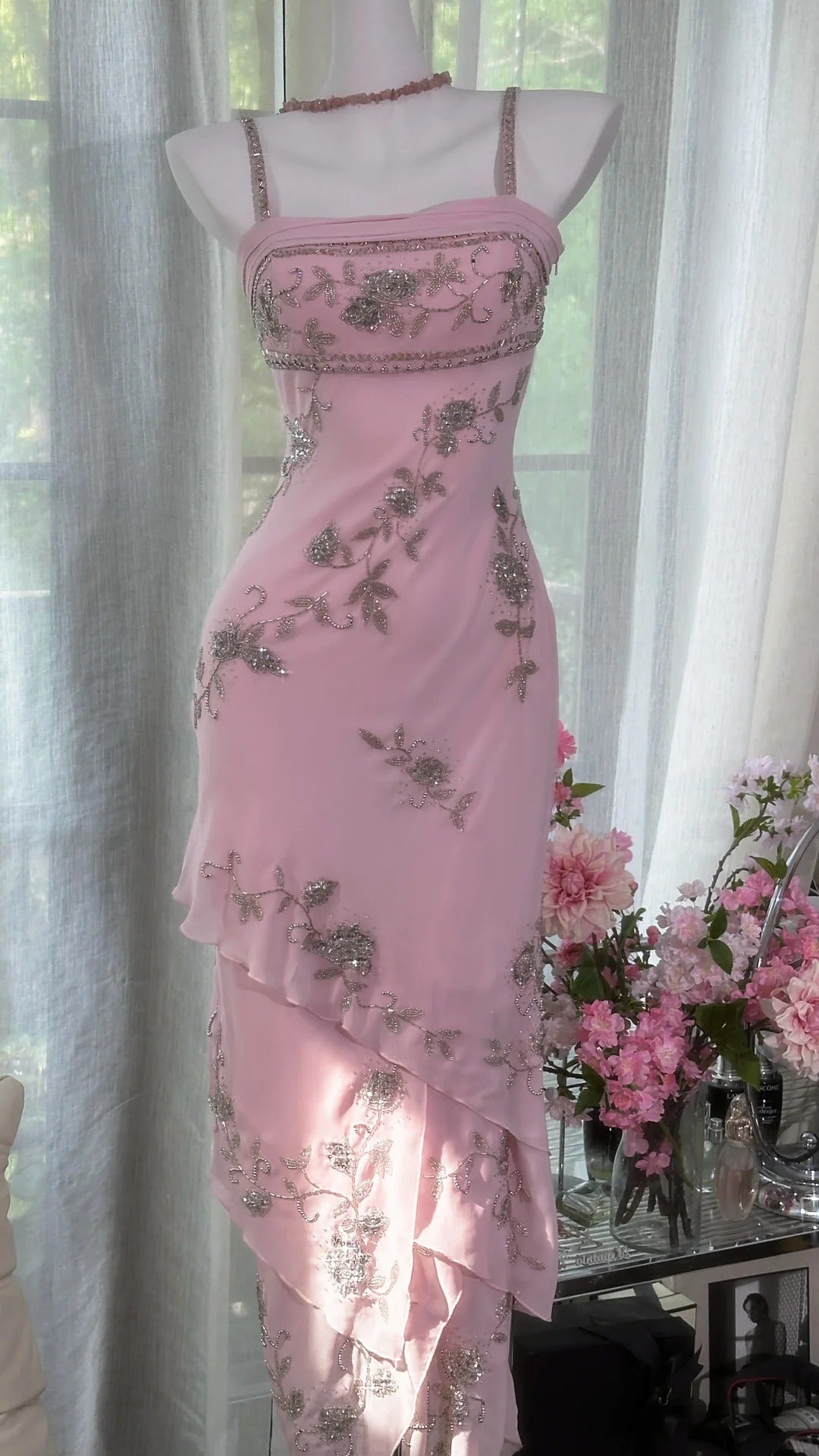 Pink Vintage Dresses, Long Evening Dress    cg25980