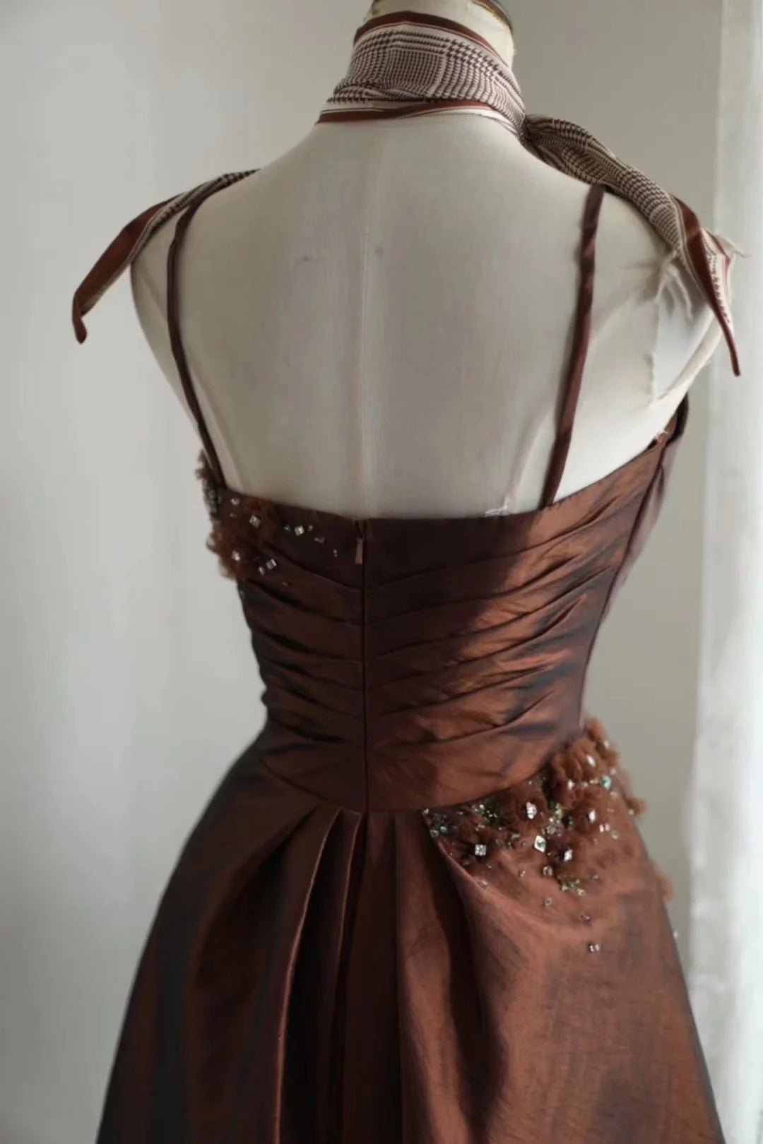 A Line Brown Short Party Dress Cocktail Dresses Homecoming Dress     cg25704