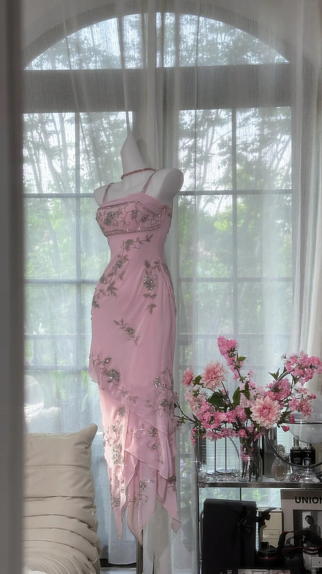 Pink Vintage Dresses, Long Evening Dress    cg25980