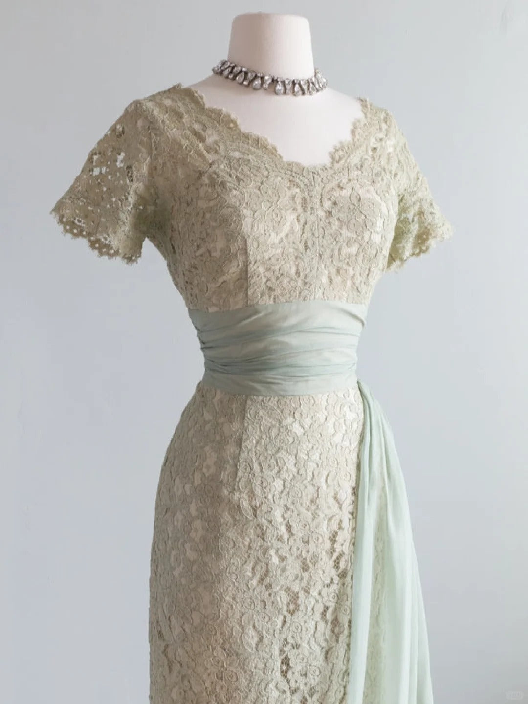 Green Lace Vintage Prom Party Dresses Unique Evening Dress   cg26051