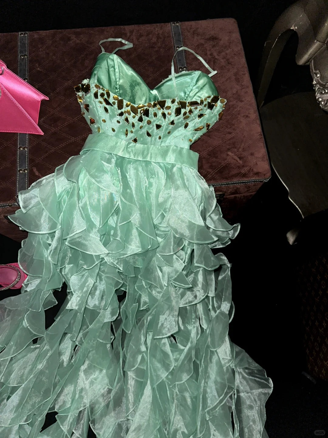 Vintage Mint Green Long Prom Party Dresses Unique Evening Dress   cg26074