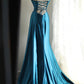 Blue Satin Simple Prom Party Dresses Unique Long Evening Dress   cg25944