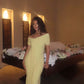 Yellow Mermaid Evening Dress Off Shoulder Prom Party Dress     cg25645