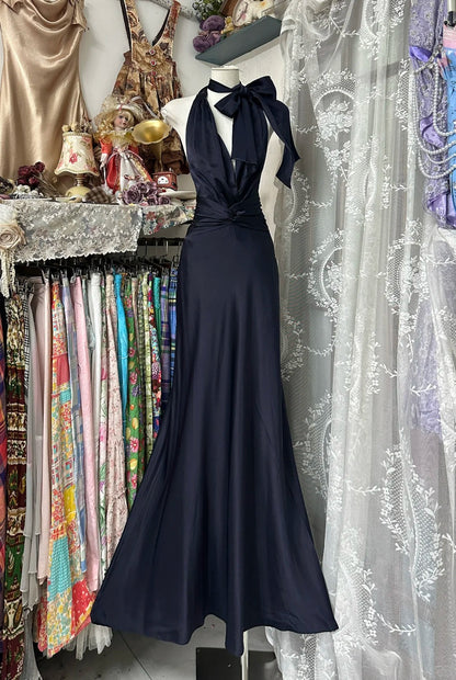 Vintage Halter Long Prom Party Dresses Unique Evening Dress   cg26076