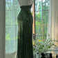 Green Halter Prom Party Dresses Unique Long Evening Dress Vintage Princess Dress   cg26004