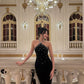 Black Mermaid Halter Long Prom Party Dresses Formal Evening Dress    cg25877
