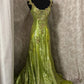 Vintage Evening Dresses,Mermaid Green Long Sleeveless Party Gowns  cg25543