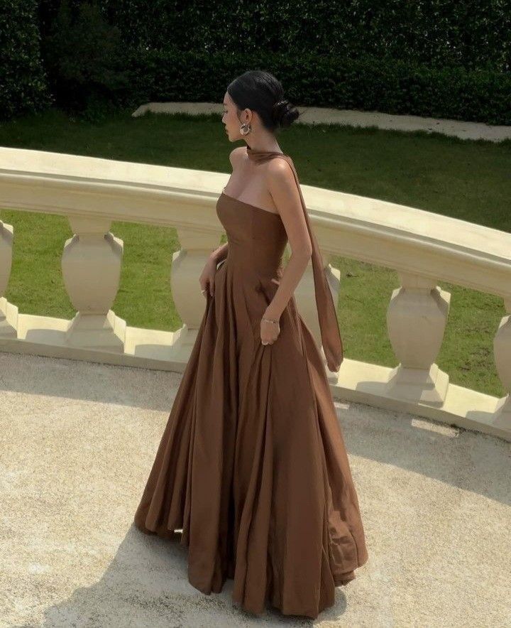 Pretty A-Line Brown Long Prom Dresses Formal Evening Dress    cg25865