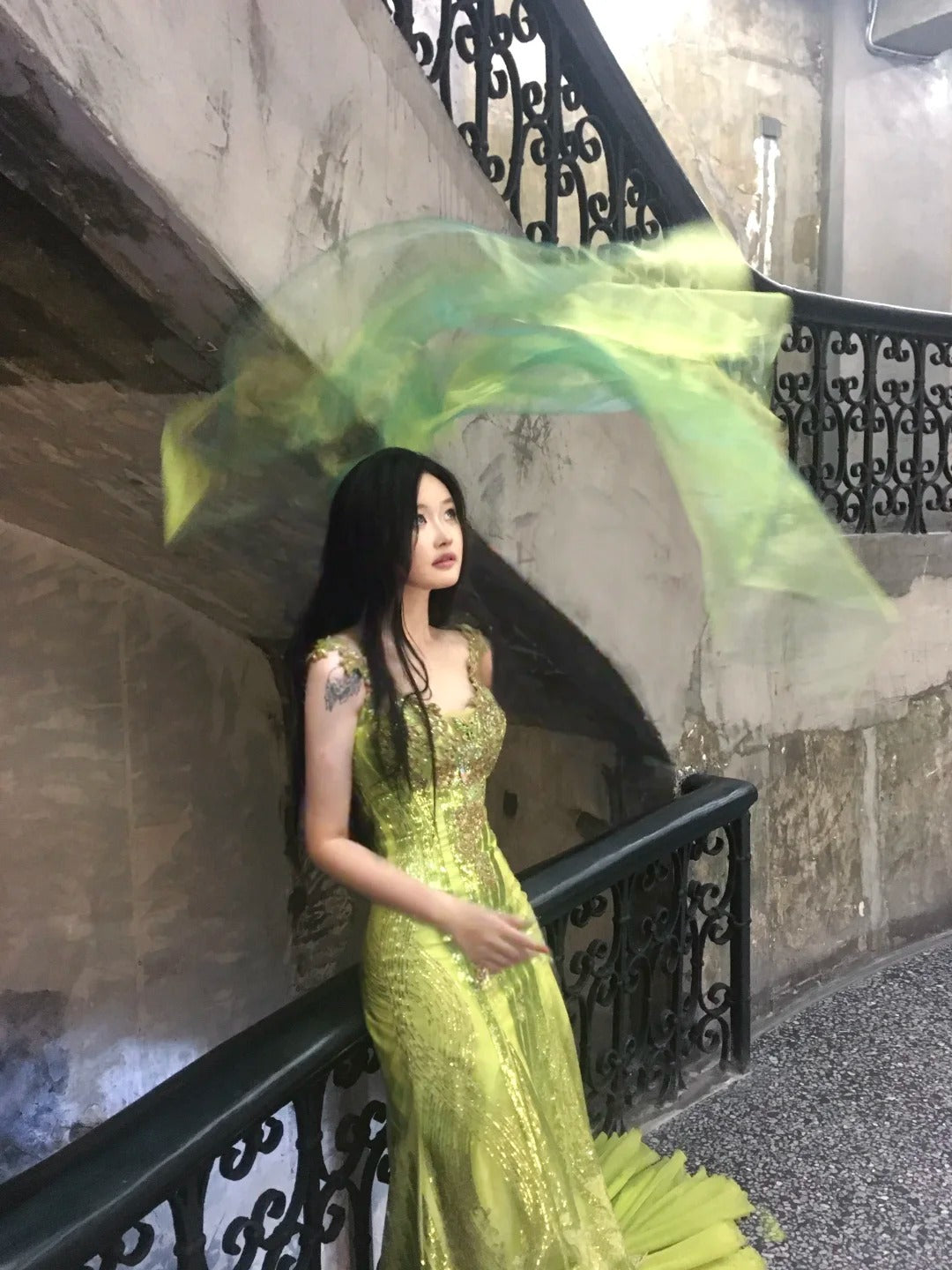 Vintage Evening Dresses,Mermaid Green Long Sleeveless Party Gowns  cg25543