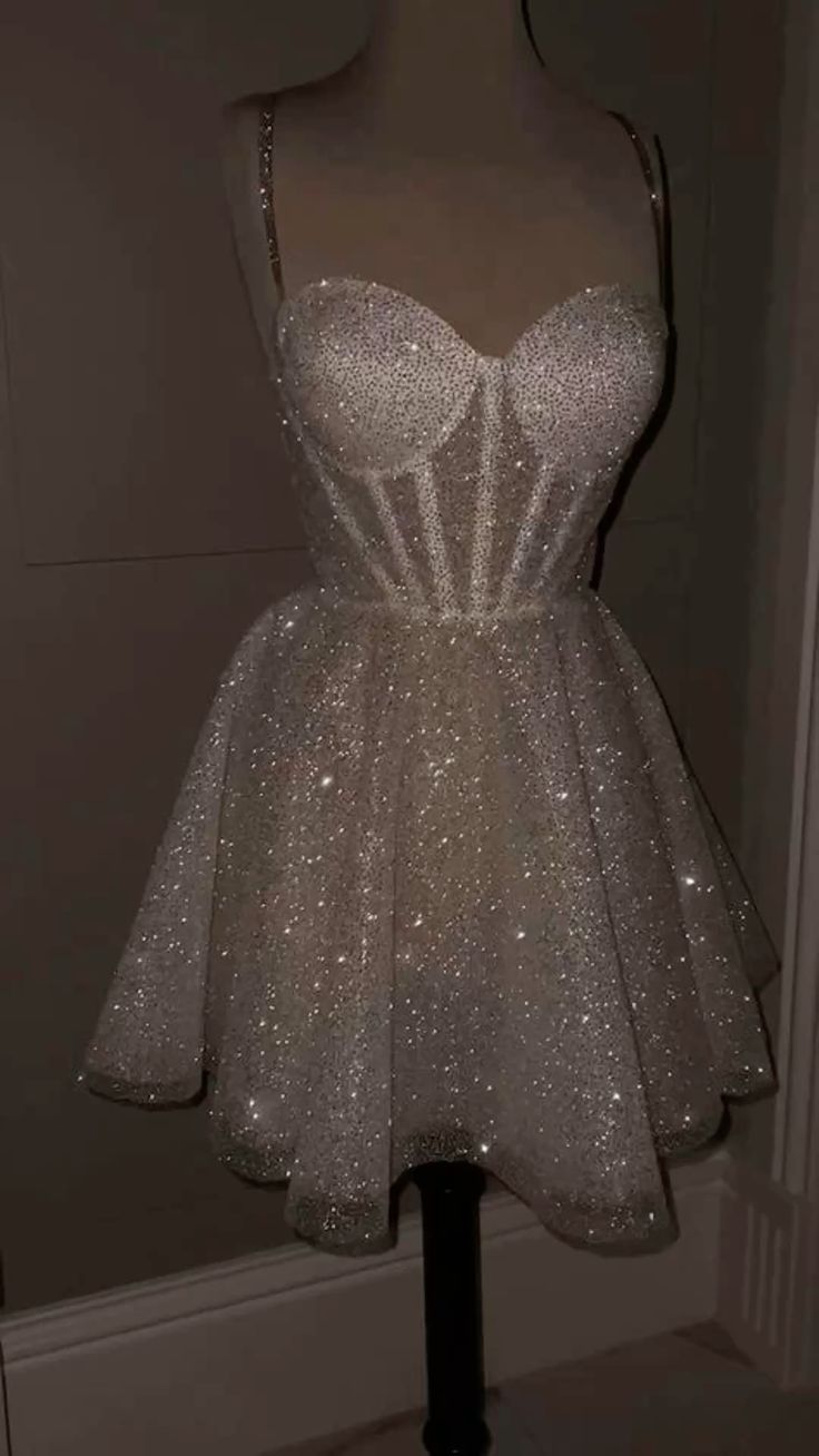 Cute A Line Spaghetti Straps White Sequin Mini Short Formal 8th Grade Homecoming Dresses Summer Middle School Homecoming Outfits      cg26012