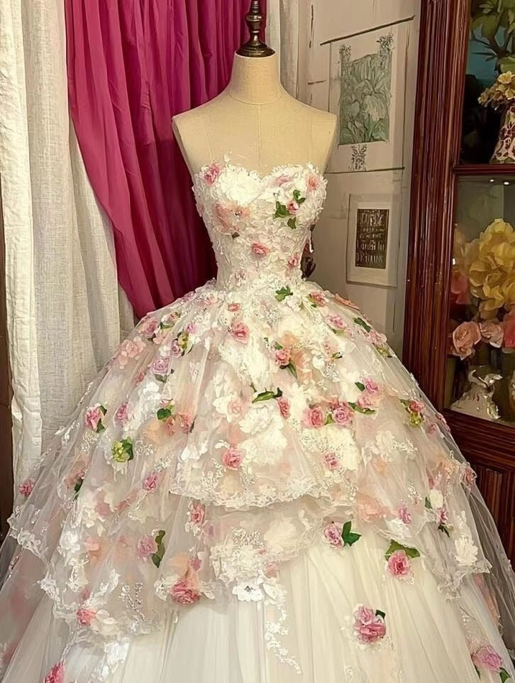 A Line Strapless Ball Gown Quinceanera Dress Unique Evening Dress    cg25598