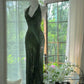 Green Halter Prom Party Dresses Unique Long Evening Dress Vintage Princess Dress   cg26004