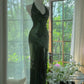 Green Halter Prom Party Dresses Unique Long Evening Dress Vintage Princess Dress   cg26004