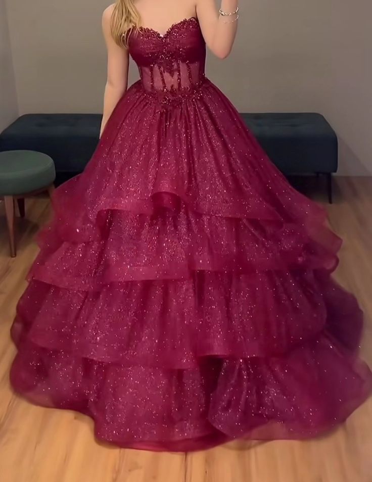 A Line Tulle Sparkly Prom Dress Long Evening Party Gowns    cg25846