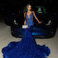 Royal Blue Mermaid Elegant Prom Dress Long Evening Party Gowns    cg25817
