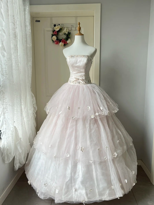 A Line Pink Prom Party Dresses Unique Long Evening Dress Vintage Princess Dress   cg25987