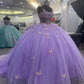 Purple Tulle Ball Gown With Butterflies,Sweet 16 Dress,Purple Princess Dress     cg25047