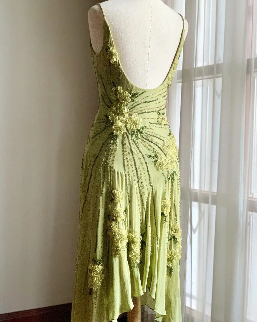 Green Backless Vintage Prom Party Dresses Unique Evening Dress   cg26049