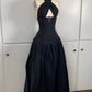 A Line Black Halter Evening Dresses, Sleeveless Long Prom Party Gowns  cg25559