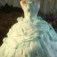 A Line Green Tulle Ball Gown Quinceanera Dress Evening Dress    cg25478