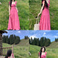 A Line Long Pink Prom Party Dresses Unique Evening Dress   cg26055
