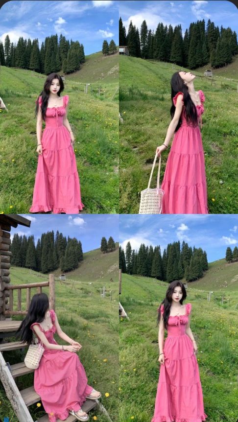 A Line Long Pink Prom Party Dresses Unique Evening Dress   cg26055