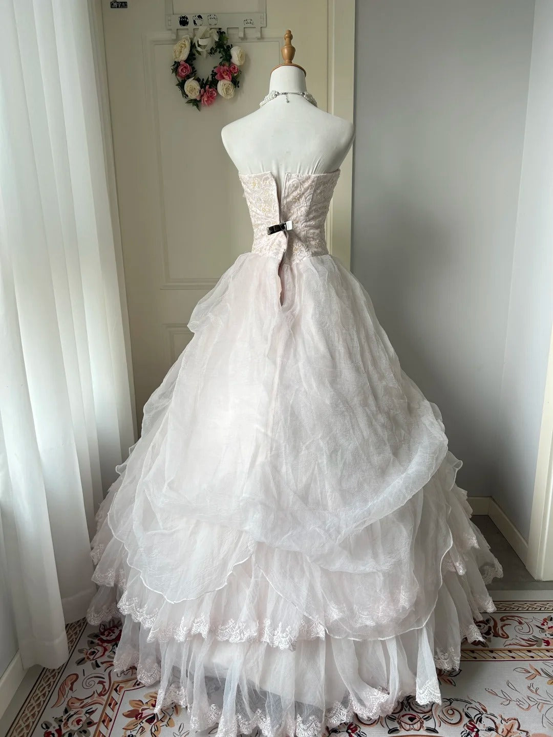 A Line Light Pink Strapless Prom Party Dresses Unique Long Evening Dress Vintage Princess Dress   cg25990