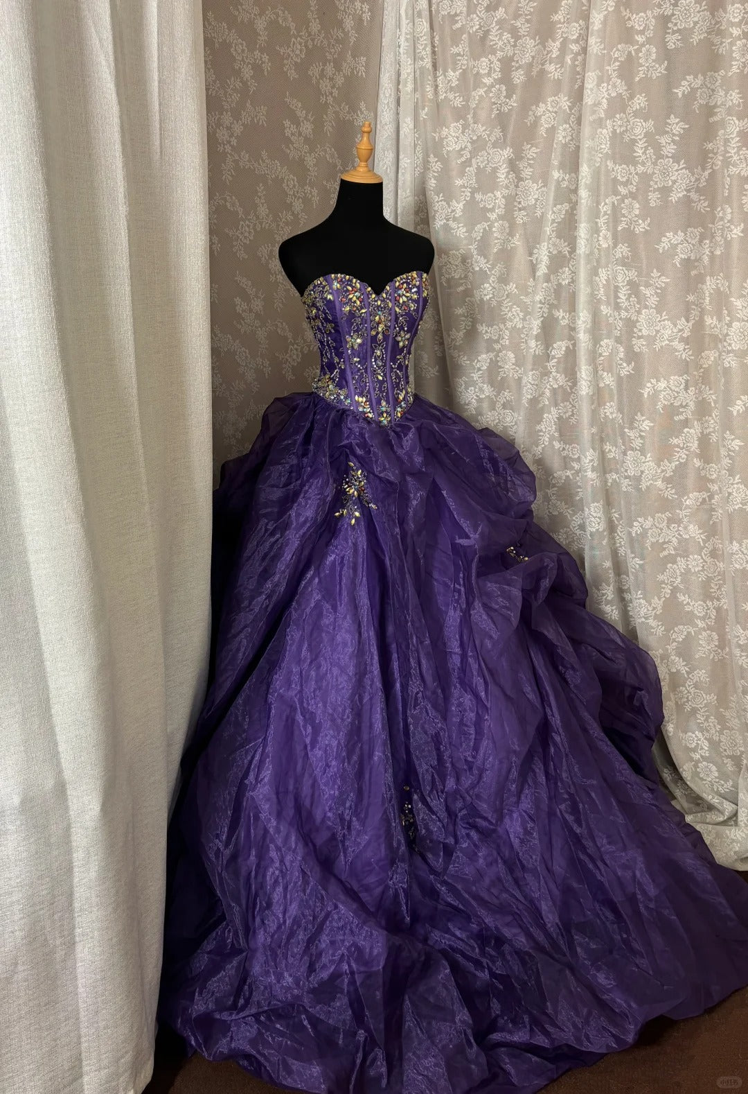 A Line Long Ball Gown Quinceanera Dress Purple Long Evening Dress    cg25550