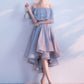 Short Homecoming Dress Off The Shoulder Ruffles Cocktail Dresses Light Grey A Line High Low Party Dresses cg1413