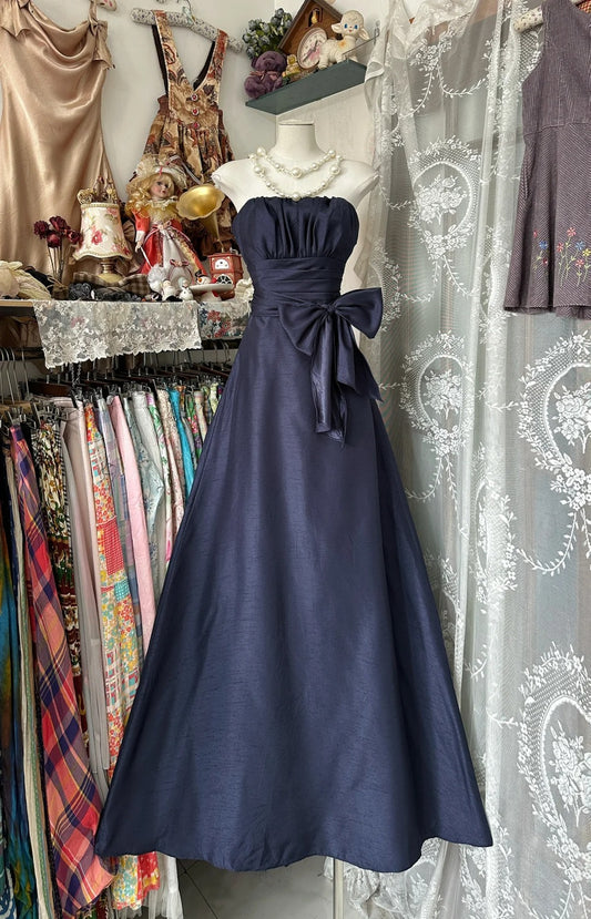A Line Navy Blue Vintage Long Party Dress Evening Dress Prom Dresses     cg25749