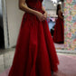 A Line Burgundy Shiny Tulle Long Party Dress Evening Dress Prom Dresses     cg25673