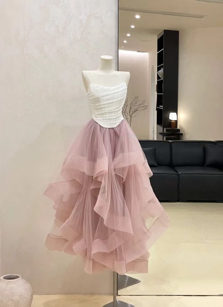 A Line Strapless Tulle Prom Dresses, Long Evening Dress Formal Dress    cg25971