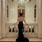 Black Mermaid Halter Long Prom Party Dresses Formal Evening Dress    cg25877