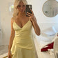 Yellow V Neck Evening Dresses, Sleeveless Prom Party Gowns  cg25563