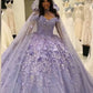 Blumen Quinceanera Kleider Off Schulter Ballkleid Puffy Spitze Stickerei Prinzessin Sweet 16 Mädchen cg24835