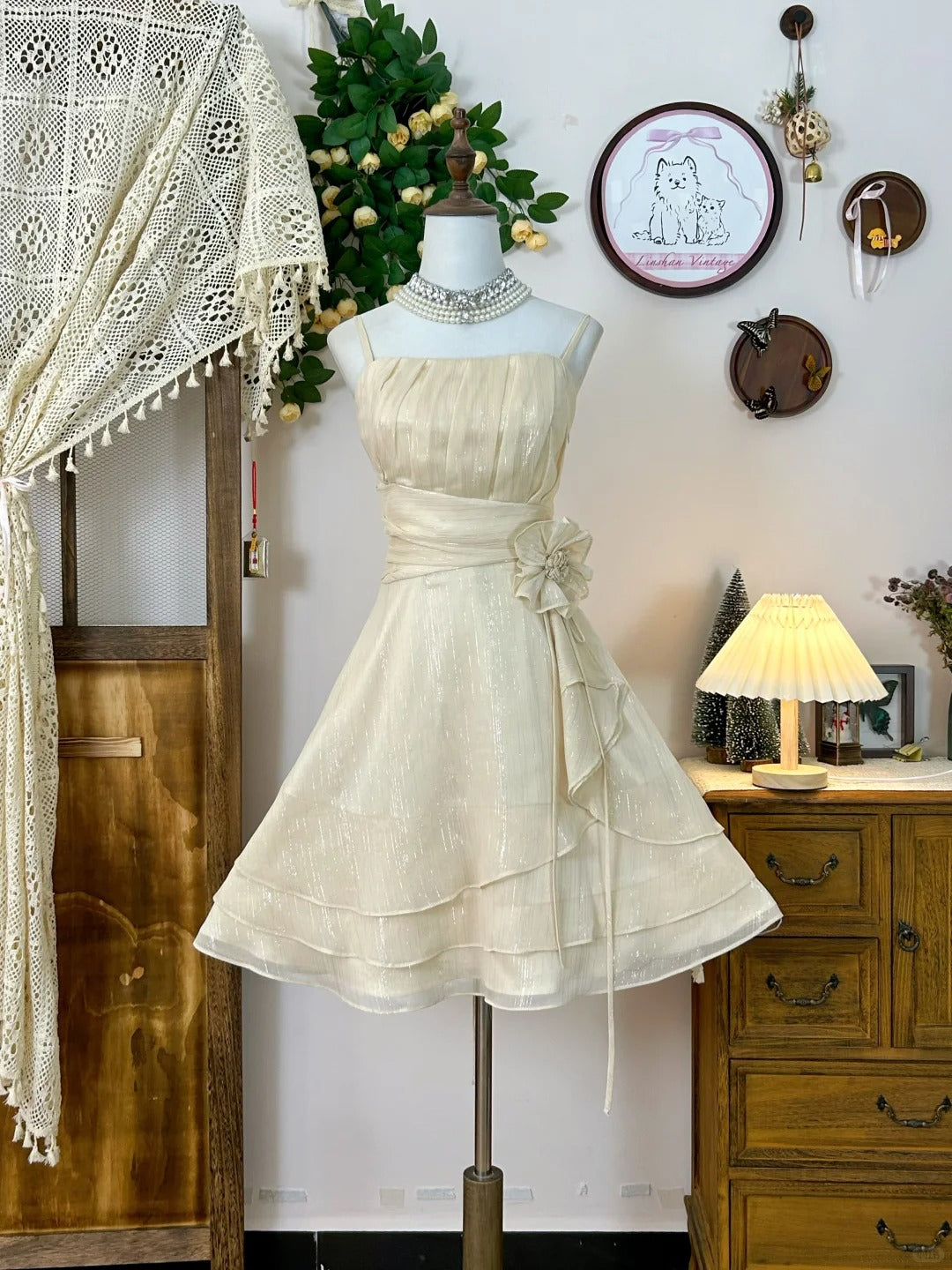 A Line Champagne Vintage Short Party Dress Cocktail Dresses Homecoming Dress     cg25801