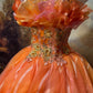 A Line Orange Strapless Ball Gown Quinceanera Dress Unique Evening Dress    cg25571
