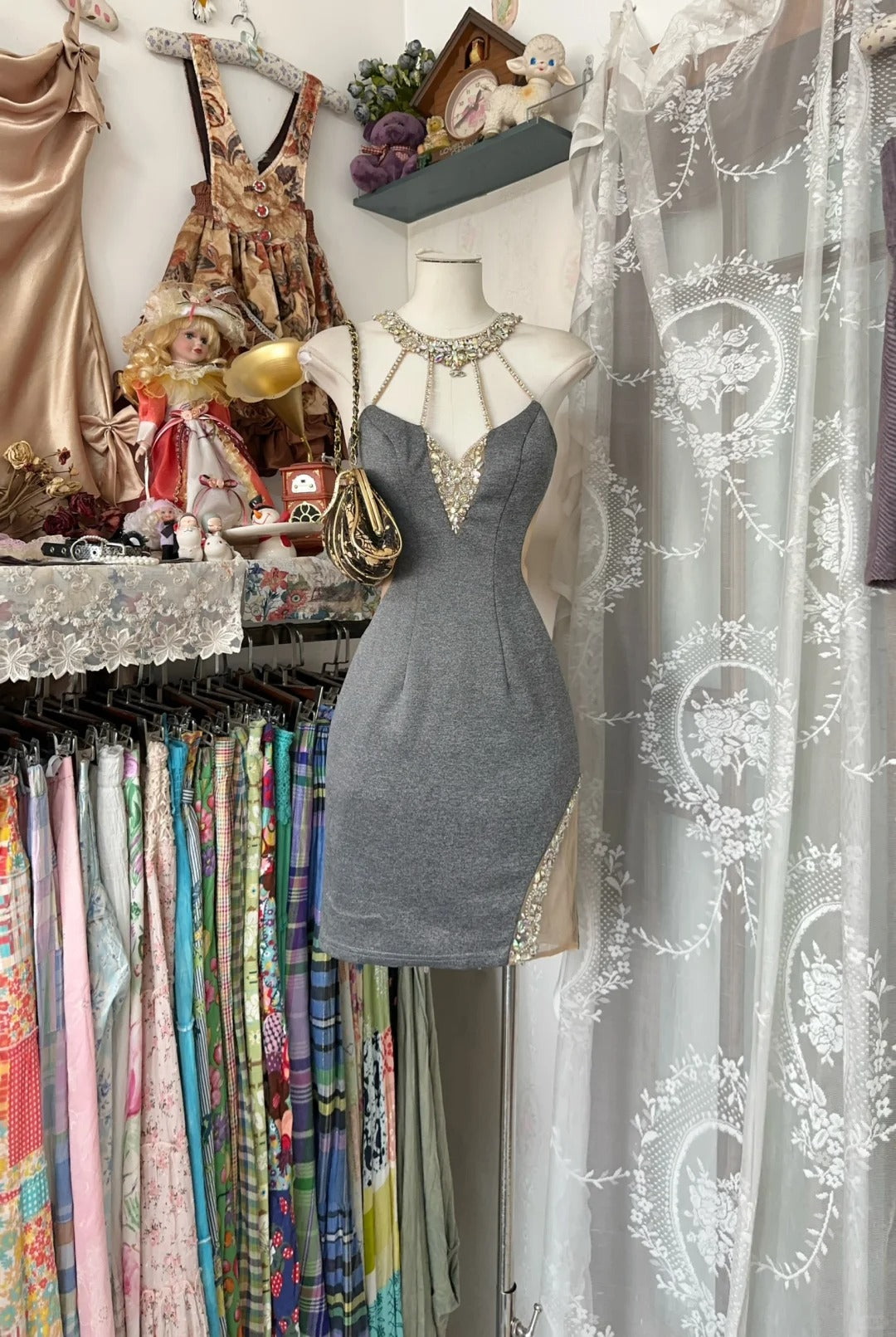 Gray Short Party Dress Cocktail Dresses Homecoming Dress     cg25690