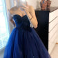 A Line Navy Blue Tulle Prom Party Dresses Unique Evening Dress Long Evening Dress   cg26044