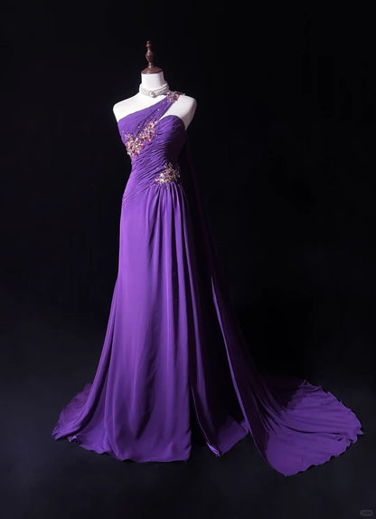 A Line Purple Formal Dress Vintage Long Party Dress Evening Dress Prom Dresses     cg25720