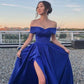 Off the shoulder royal blue prom dress    cg20344