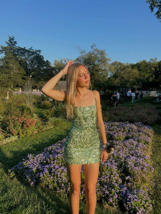 Green Sheath Short Party Dress Cocktail Dresses Homecoming Dress     cg25734