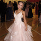 Pretty A-Line Straps Pink Tulle Lace Long Prom Dresses Formal Evening Dress    cg25862
