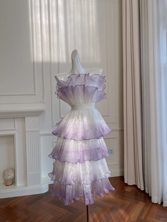 Ombre Short Prom Dress A-Line Sleeveless Evening Dress Short Party Gown    cg26009