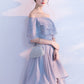 Short Homecoming Dress Off The Shoulder Ruffles Cocktail Dresses Light Grey A Line High Low Party Dresses cg1413