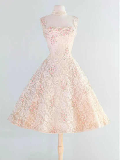 A Line Lace Vintage Homecoming Dresses Short Prom Dress Short Party Dress    cg25923