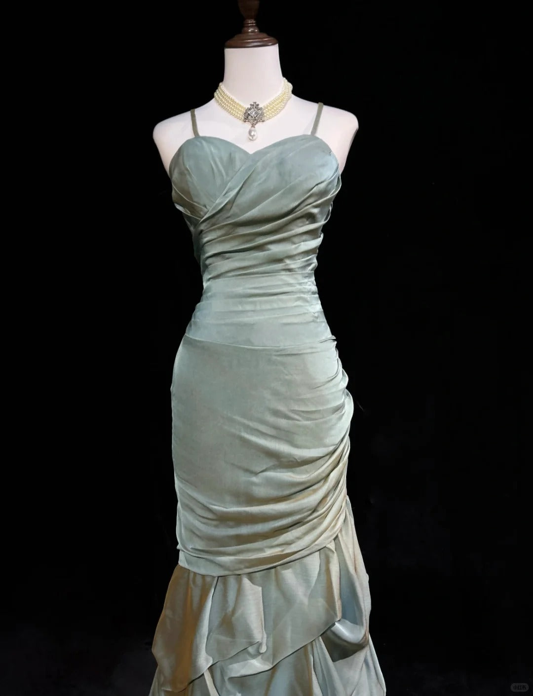 Sage Green Mermaid Formal Dress Vintage Long Party Dress Evening Dress Prom Dresses     cg25719